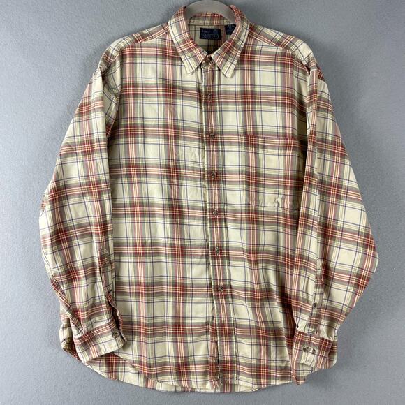 Lands End Viyella Wool Blend Shirt Mens XL Plaid Button Up Flannel Outdoor - Picture 1 of 13